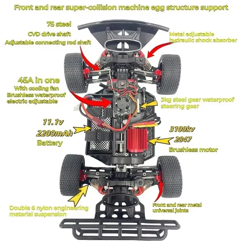 Esc 4In1 Brushless - 85KM/H 1/14 Brushless Remote Control Four-Wheel