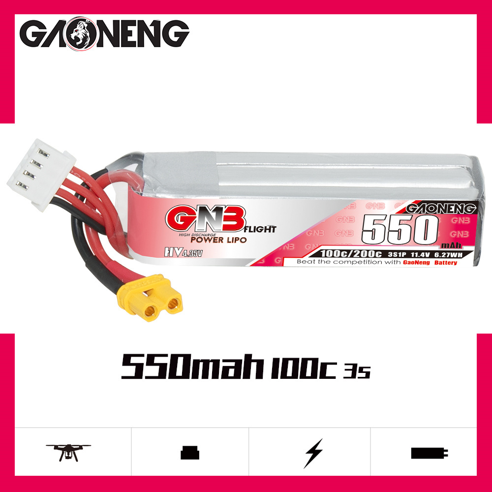 GNB HV 11.4V 550mAh 100C/200C  - Nano Quad Fpv recensie en prijs